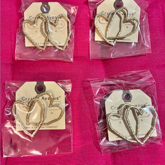 Crystal Avenue Gold Heart Earrings Set - Picture 1 of 1